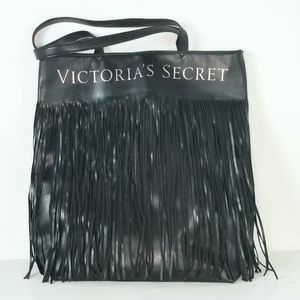 Victoria's Secret Black Fringed Tote Bag